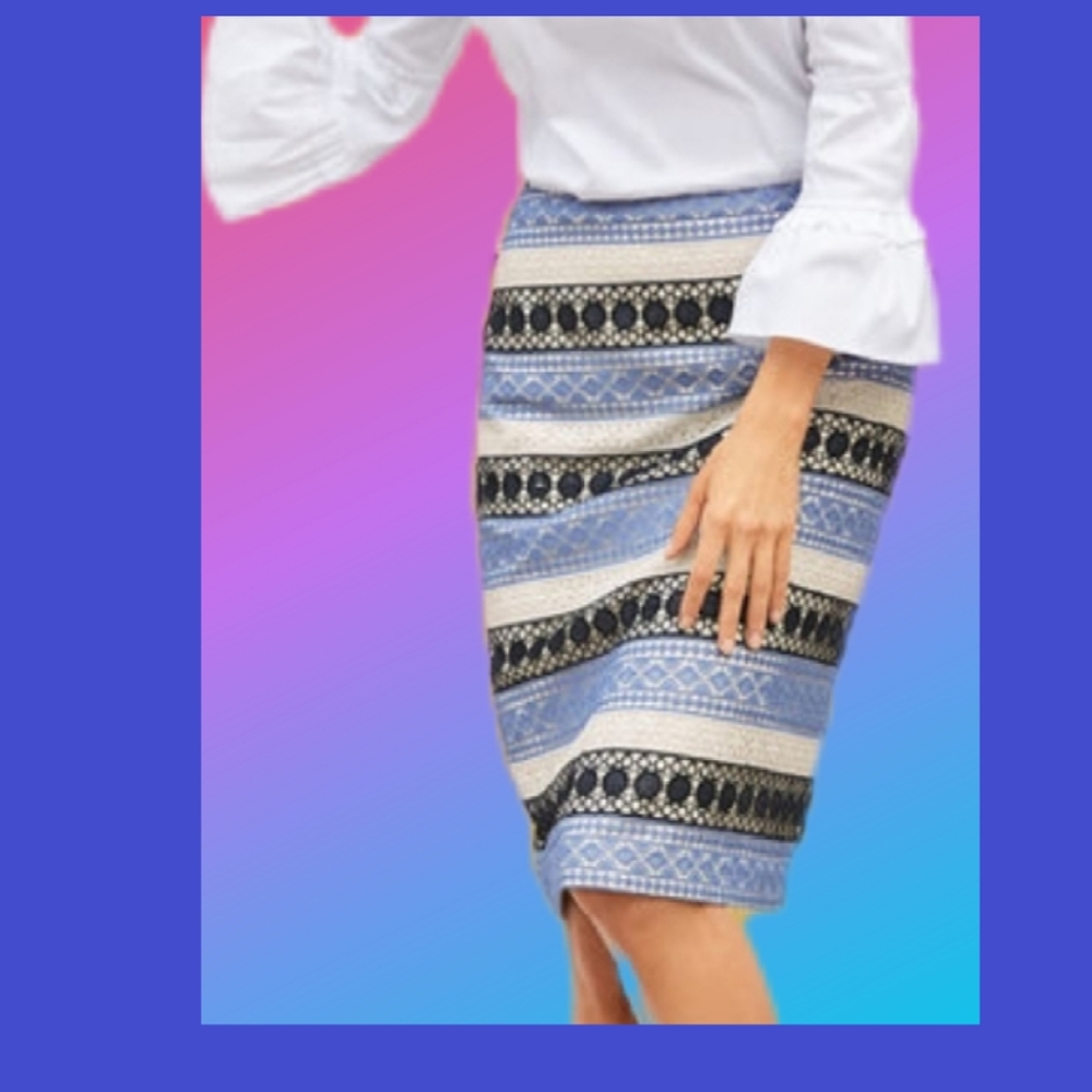 Talbots Lace Overlay Pencil Skirt Lined
